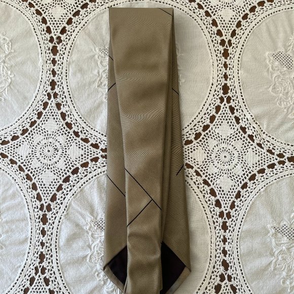 Valentino Cravatte silk tie tan & black rare - Picture 6 of 12